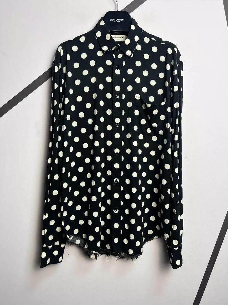 Saint Laurent Paris Saint Laurent Paris size 38 Fringed black and white polka- Size US M / EU 48-50 / 2 - 1 Thumbnail