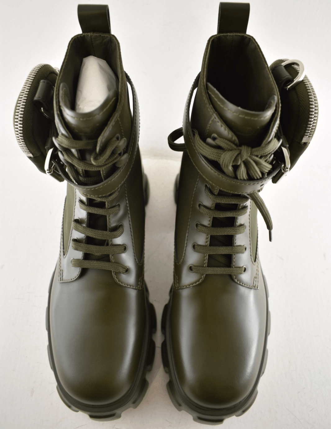 Prada Prada Monolith Leather Nylon Pouch Lug Sole Combat Boot 40 Size US 10 / IT 40 - 10 Thumbnail