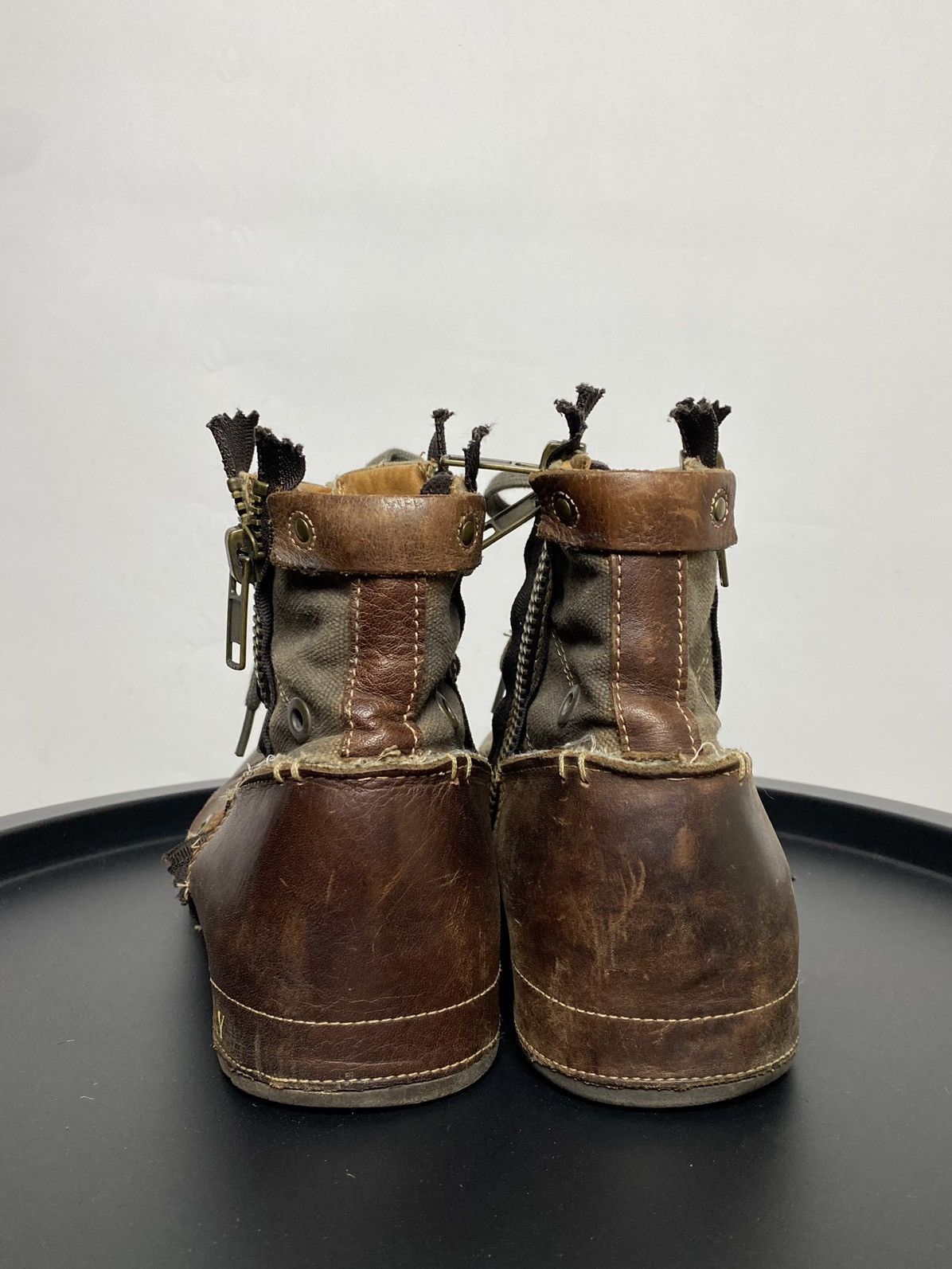 Replay × Vintage Replay Double Zip Distress Leather Boots As98 LGB Rick Vibe Size US 8 / EU 41 - 14 Thumbnail