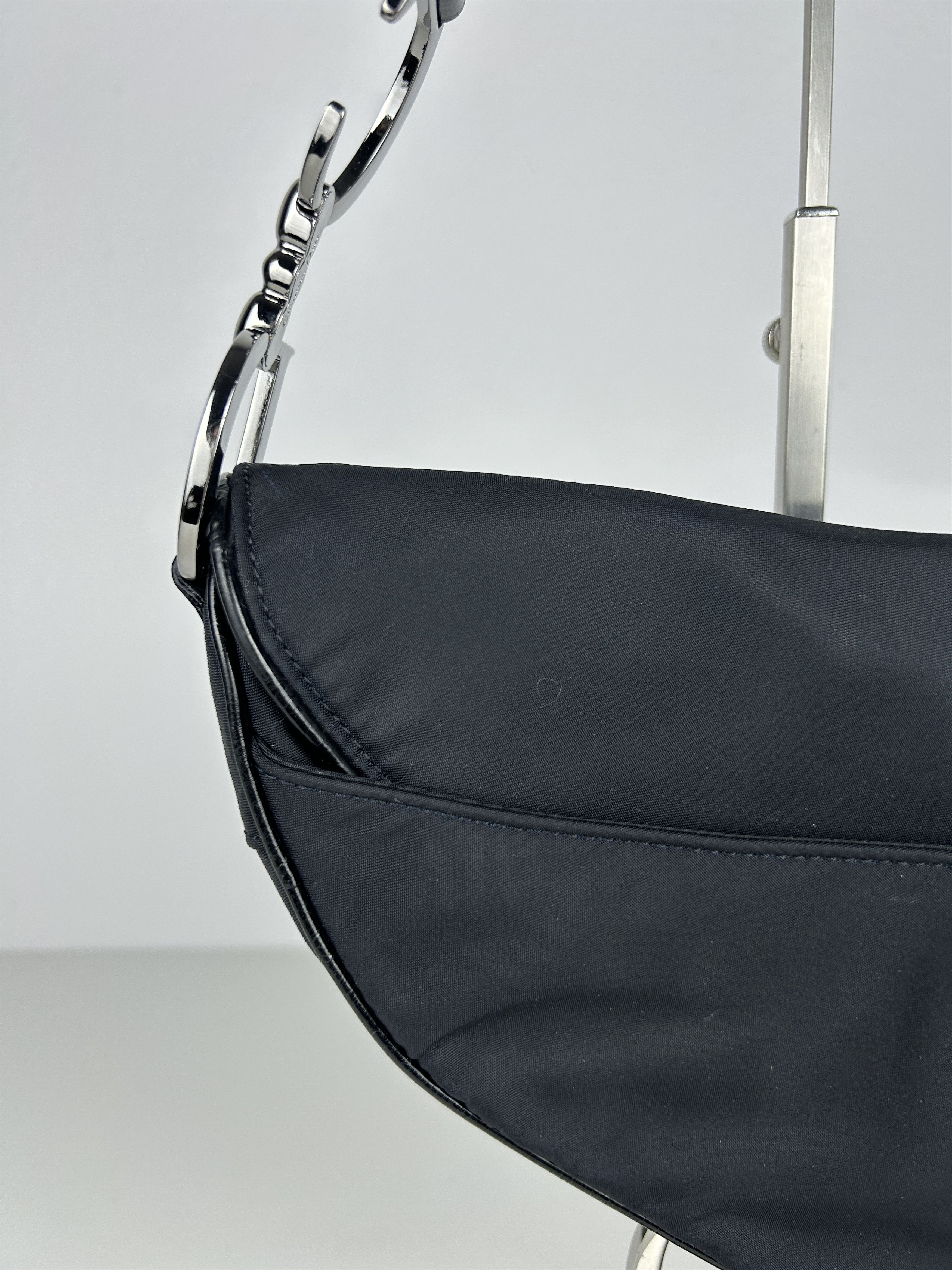 Dior 2001 Dior black satin and patent leather saddle bag Size ONE SIZE - 14 Thumbnail