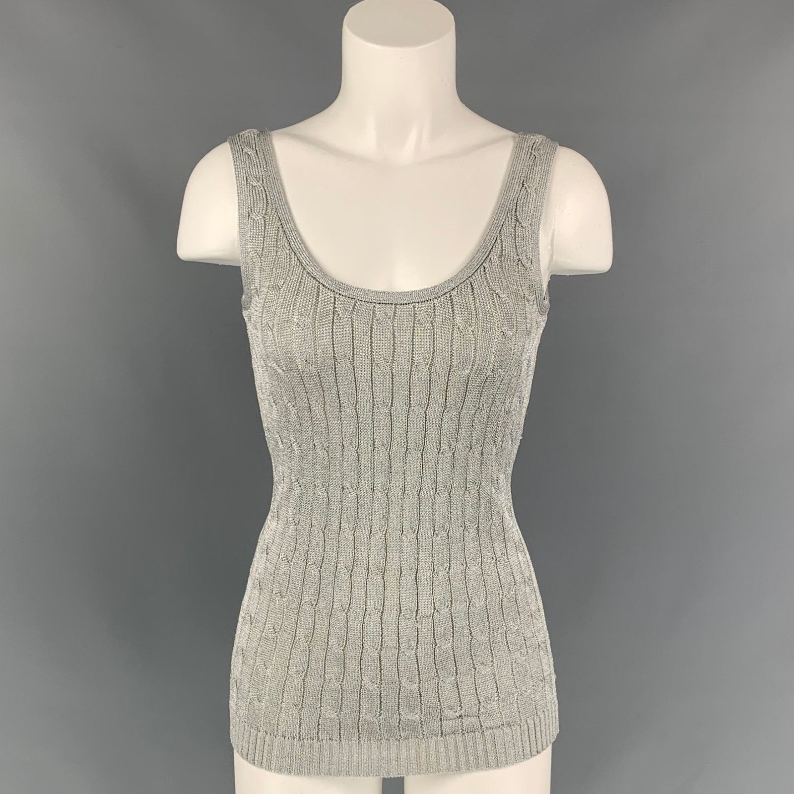 Ralph Lauren RALPH LAUREN Black Label S Silver Cable Knit Cardigan Set Size S / US 4 / IT 40 - 5 Thumbnail