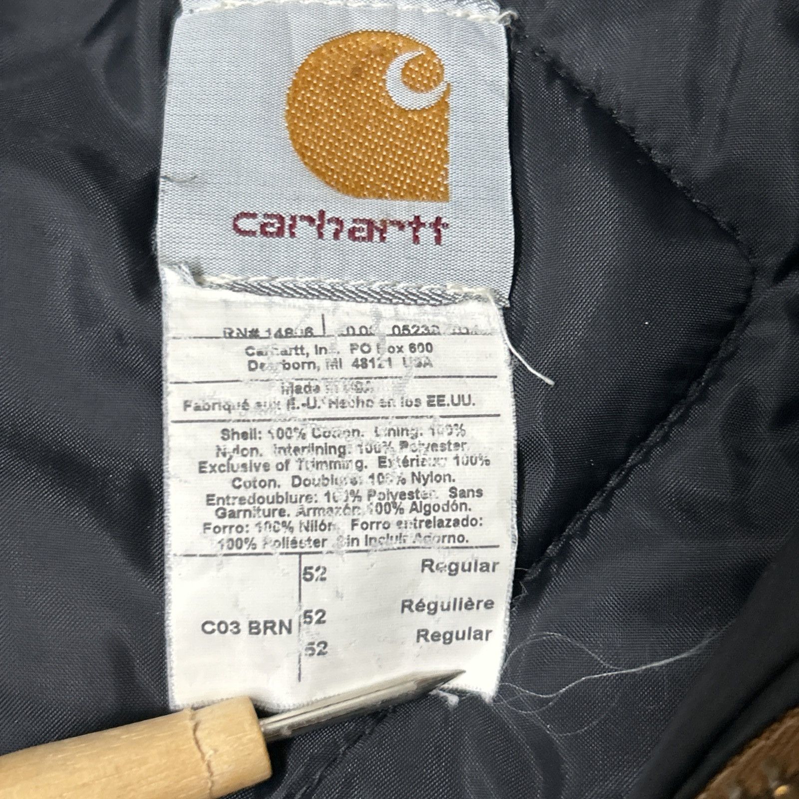 Carhartt Vintage Carhartt C03 BRN Arctic Coat A01 Hood USA UNION TAG Size US L / EU 52-54 / 3 - 2 Thumbnail