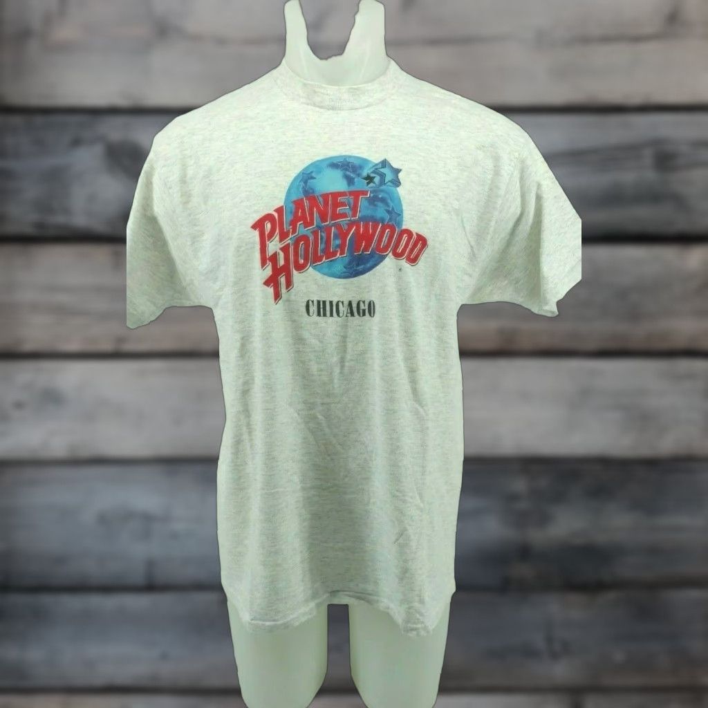 Planet Hollywood VTG Planet Hollywood Chicago Single Stitch T Shirt XL Made in the USA Mens Graphic Tee Light Gray 90s Vintage Chicago Theme Size US XL / EU 56 / 4 - 1 Thumbnail