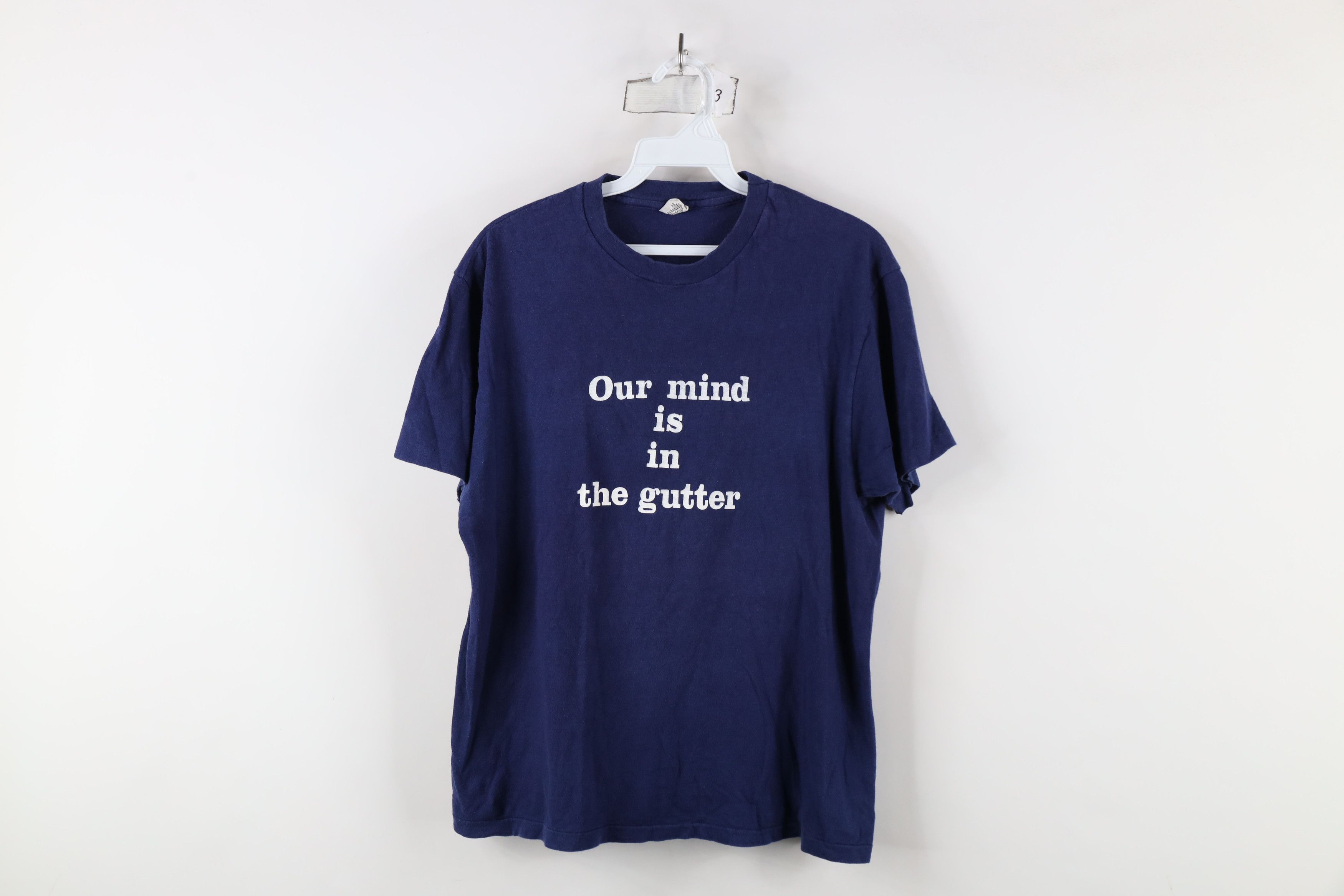 Hanes × Vintage Vintage 70s Hanes Mind Is In the Gutter Company T-Shirt USA Size US L / EU 52-54 / 3 - 1 Thumbnail