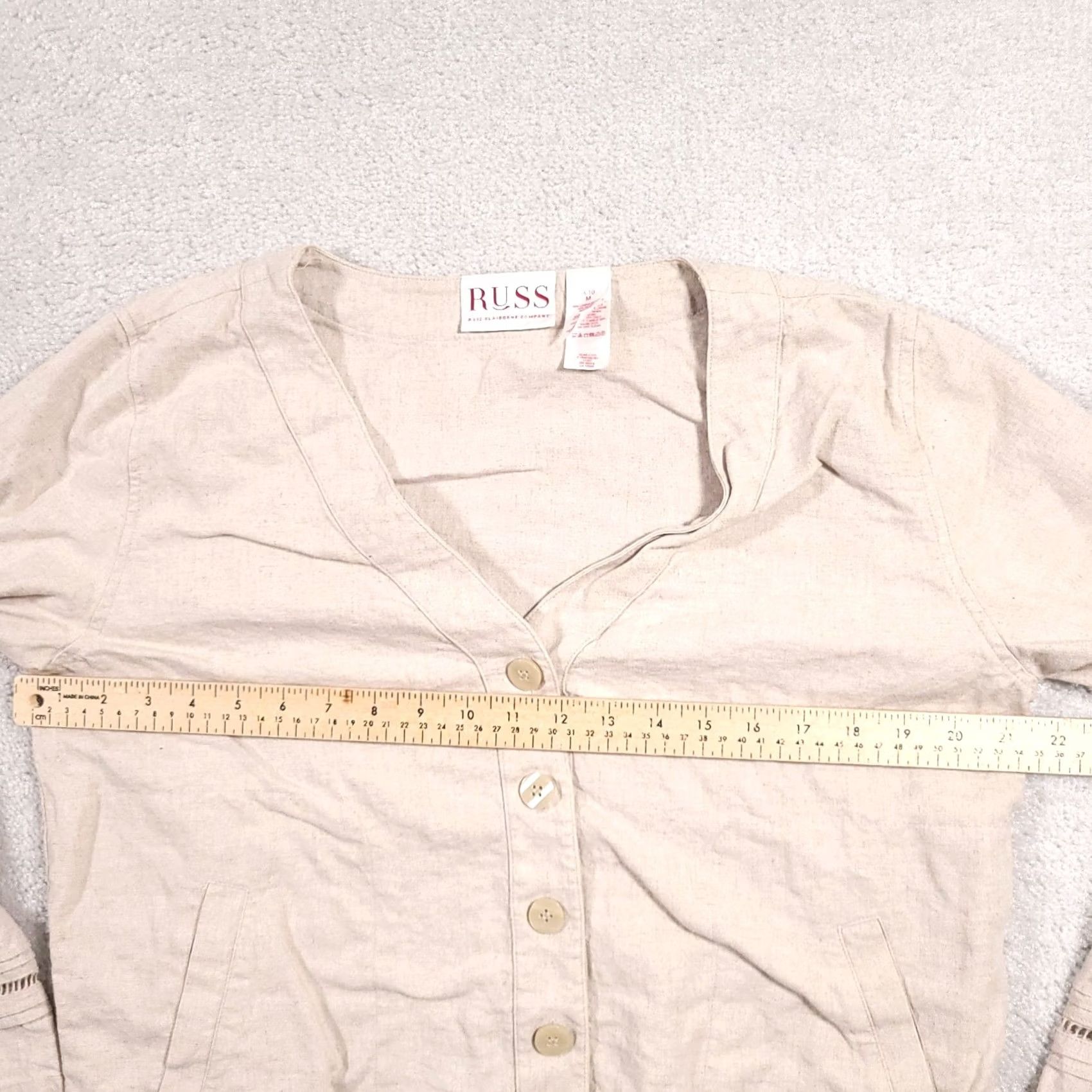 Liz Claiborne Liz Claiborne Blazer Cardigan Shirt Women's Medium 8/10 Linen Button Front RUSS Size M / US 6-8 / IT 42-44 - 4 Thumbnail