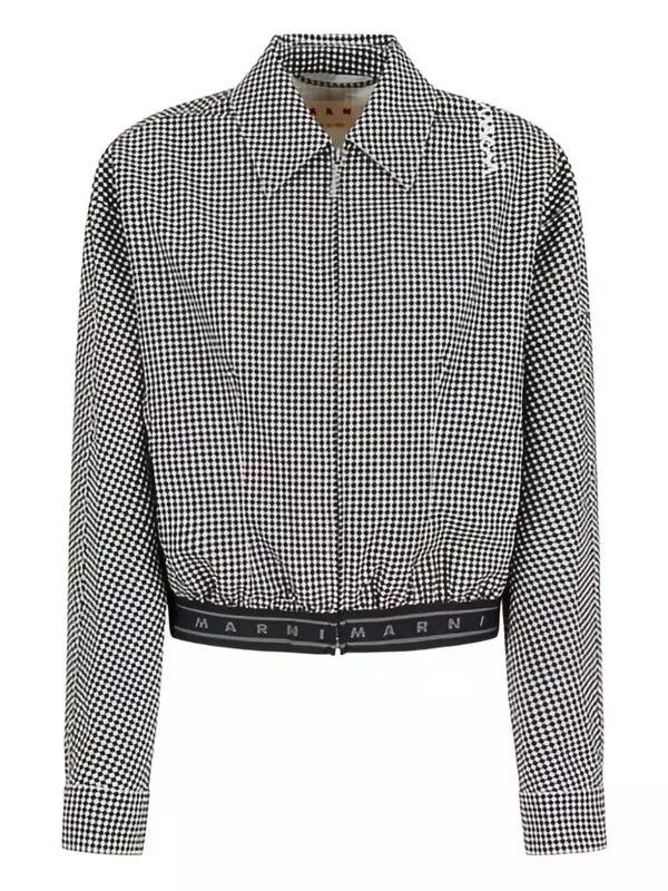 Marni o1w1db10326 Checked Zip-Up Jacket in Black Size S / US 4 / IT 40 - 1 Thumbnail