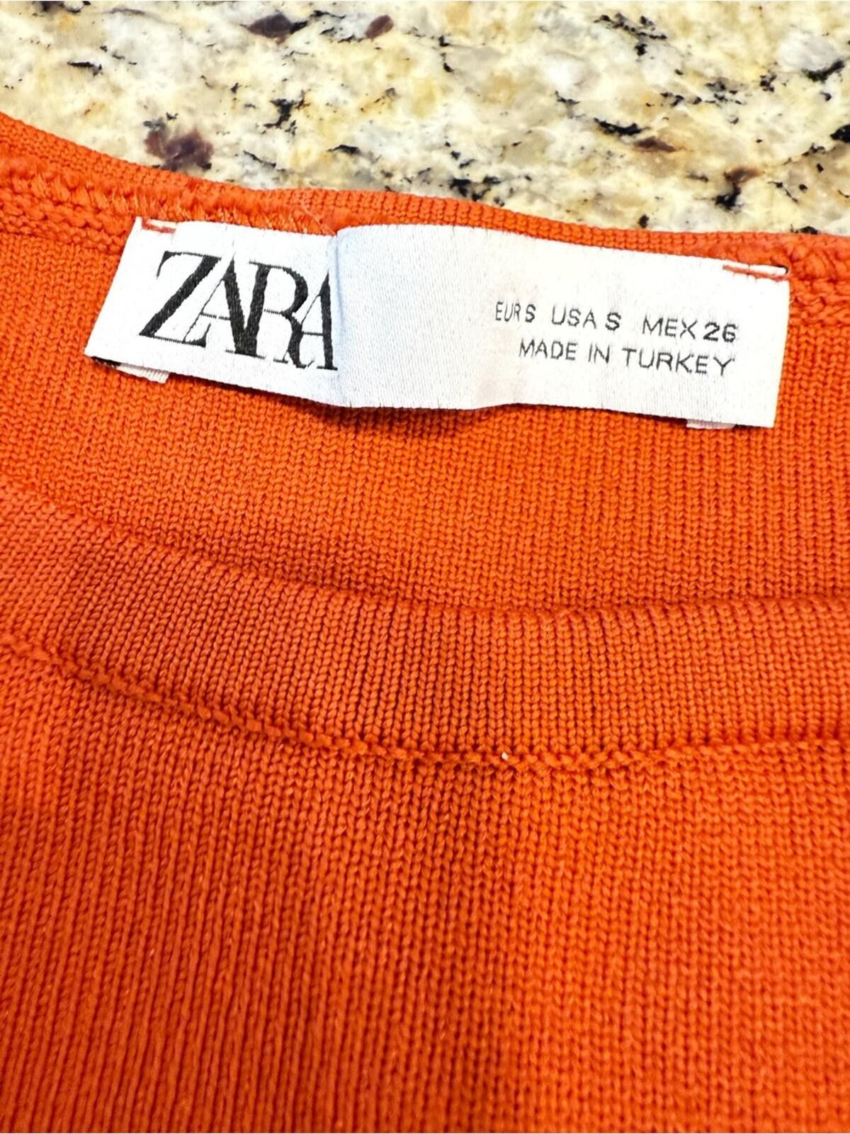 Zara Zara burnt orange long sleeve cropped sweater top SZ SM Size S / US 4 / IT 40 - 5 Thumbnail