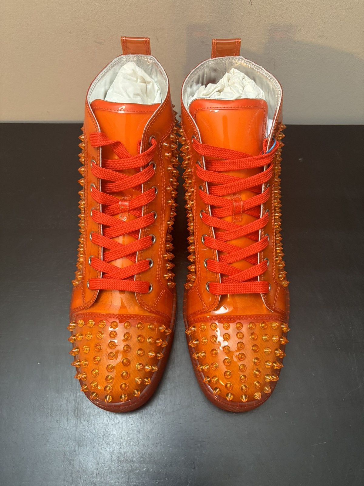 Christian Louboutin Christian Louboutin Red Bottom Louix Ray Spikes PVC Orange Size US 12 / EU 45 - 2 Thumbnail