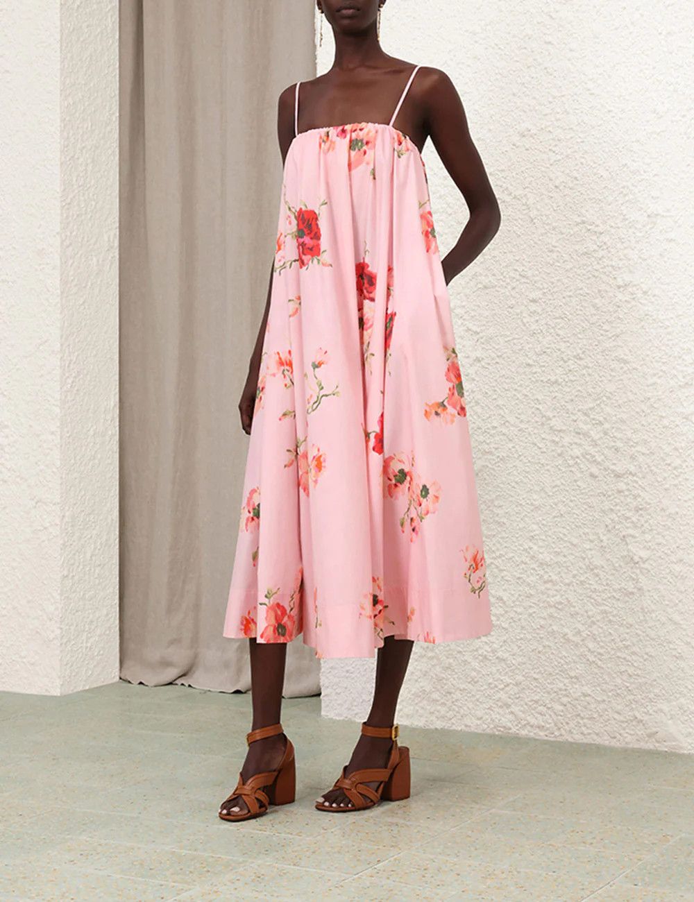 knee length dresses for ladies Petal and Pup Women's Annette Puff Sleeve Shirred Midi Dress main image 1