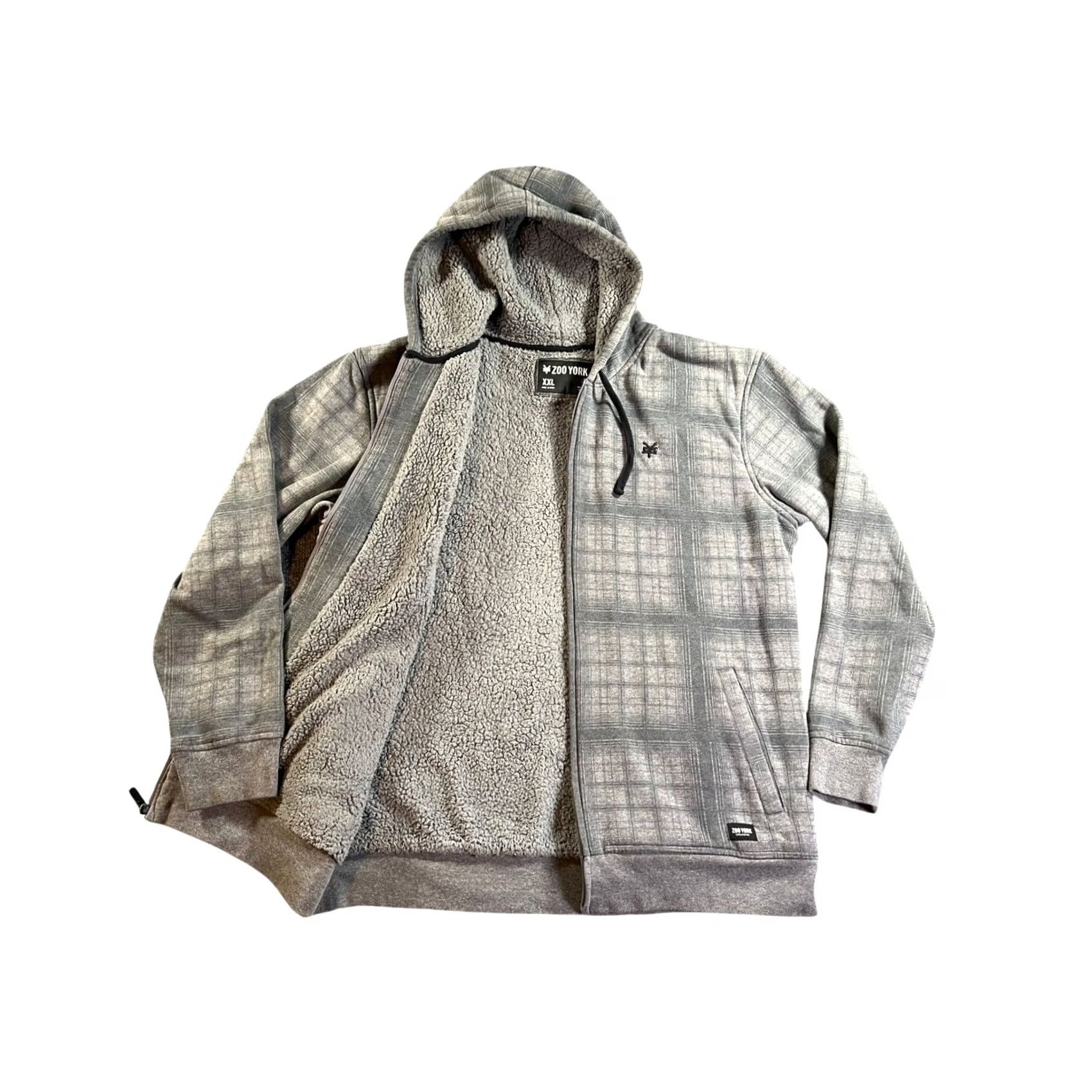 Zoo York Zoo York Hoodie Mens 2XL Gray Plaid Sherpa Lined Full Zip Logo Embroidered Streetwear Skater Size US XXL / EU 58 / 5 - 2 Thumbnail