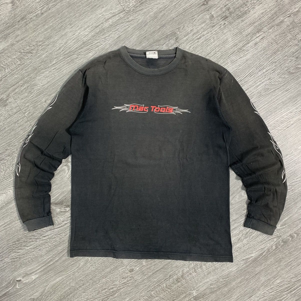 Sports Specialties Destroy💥 90s Mac Tools Twin Sripe Flame Spellout Longsleeve Size US L / EU 52-54 / 3 - 2 Thumbnail