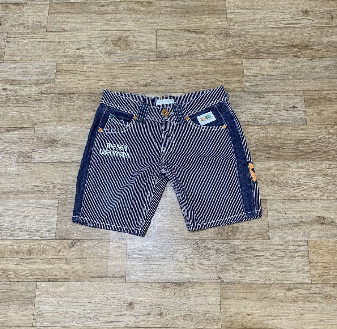 Hysteric Glamour 2000s Blue Moon Blue Hickory Back Big Logo Short Pants Size US 27 - 14 Thumbnail