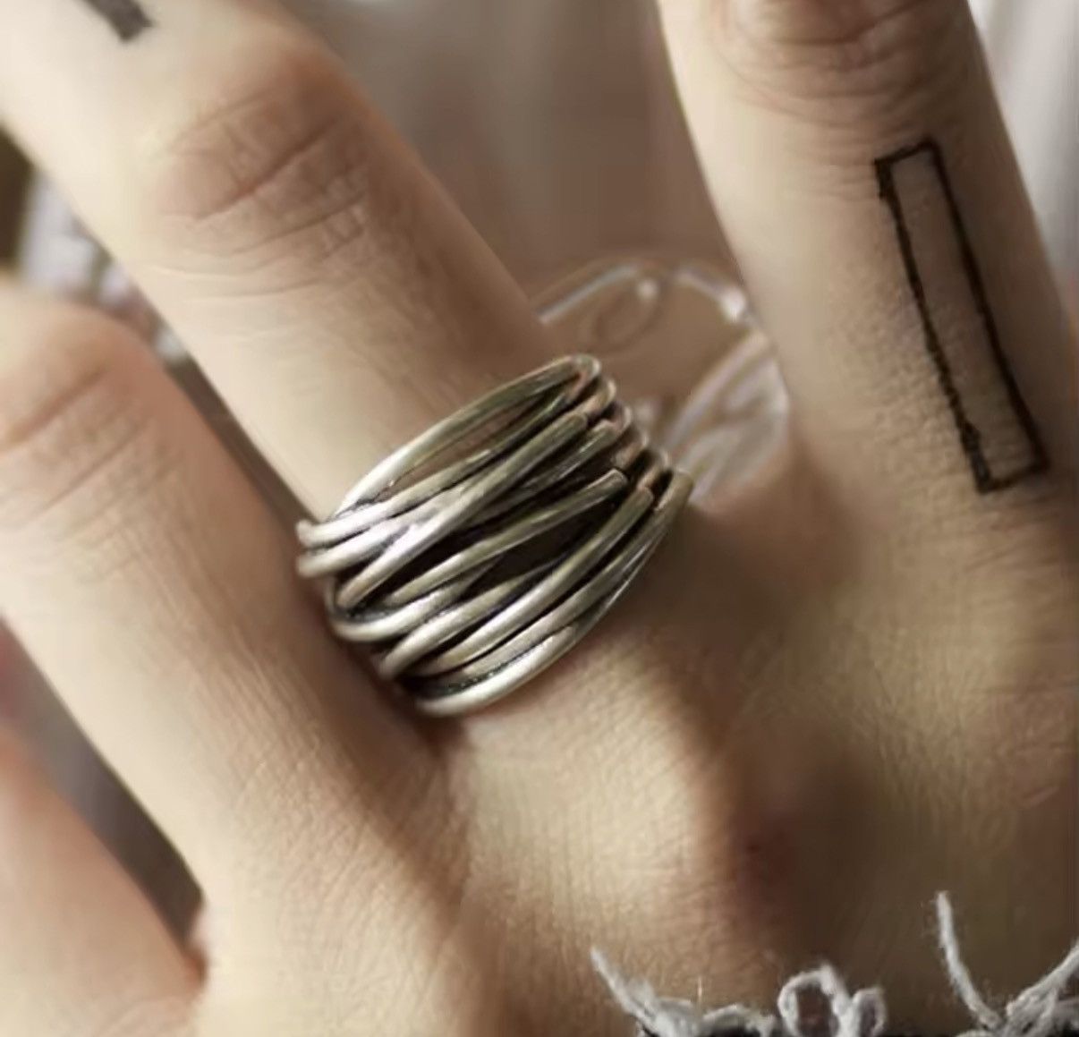 Jewelry 925 Sterling Silver Gothic Punk Retro Style Ring Size ONE SIZE - 1 Thumbnail