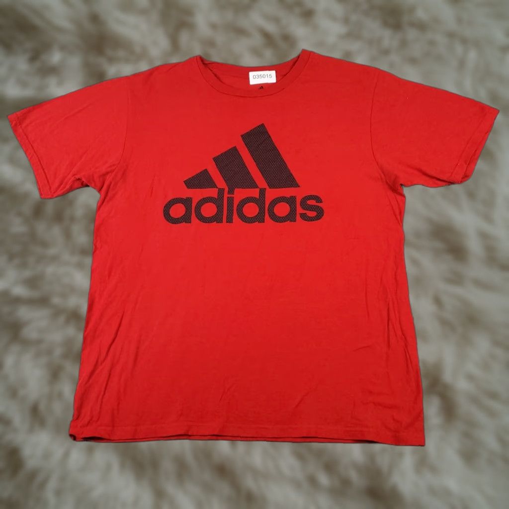 Adidas Adidas T Shirt Mens Large Red Logo Short Sleeve Crew Neck Casual Cotton Blend Regular Fit Adult Size US L / EU 52-54 / 3 - 1 Thumbnail