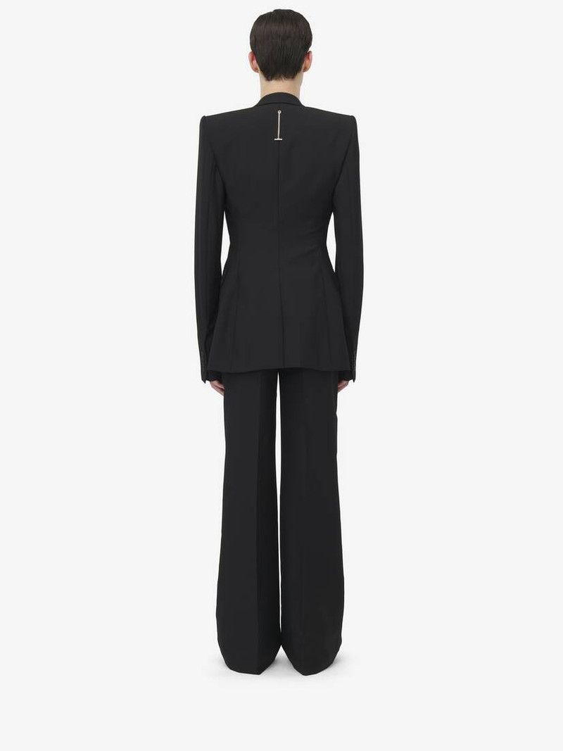 Alexander McQueen o1srvl11e0226 Stacked Shoulder Single-Breasted Jacket Black Size US S / EU 44-46 / 1 - 4 Thumbnail