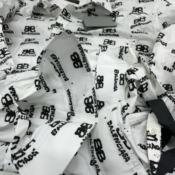 Balenciaga Balenciaga Printed Logo Long Sleeve Shirt 0079-2507 Size S / US 4 / IT 40 - 8 Thumbnail