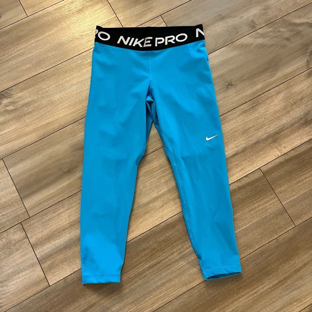 Nike Nike Pro Blue Athletic Leggings Women Medium Bin L-60 Size 28" / US 6 / IT 42 - 2 Thumbnail