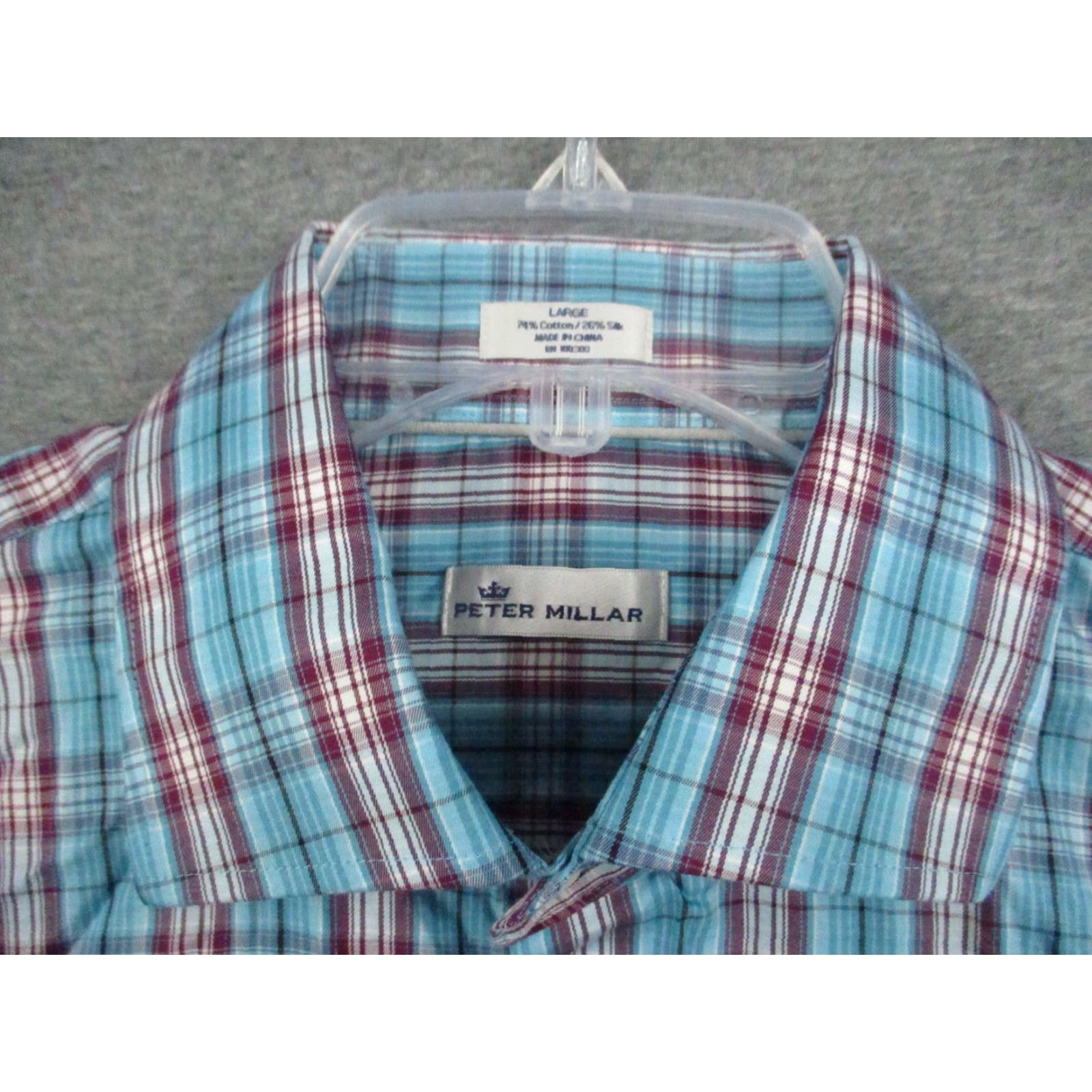 Peter Millar Peter Millar Crown Shirt XL Men's Cotton Silk Mix Blue Plaid Multi Check Button-Up Collared Long Sleeve Classic Mens Size US XL / EU 56 / 4 - 3 Thumbnail