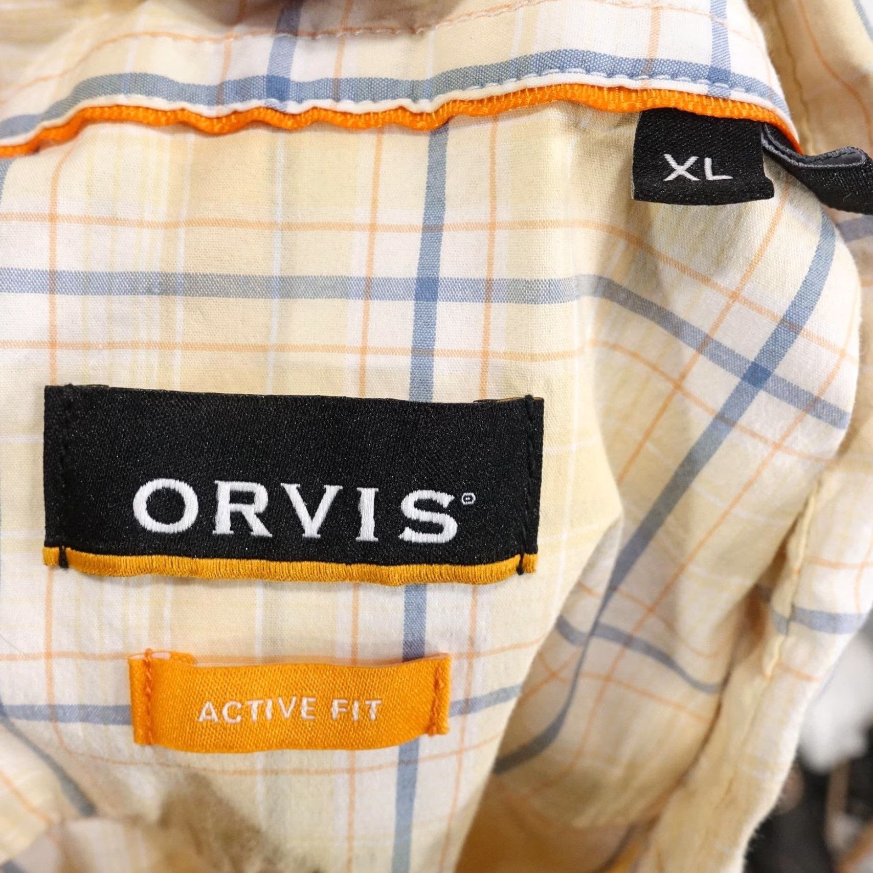 Orvis Orvis Shirt Mens XL Yellow Plaid Active Fit Short Sleeve Button Front Casual Size US XL / EU 56 / 4 - 7 Thumbnail