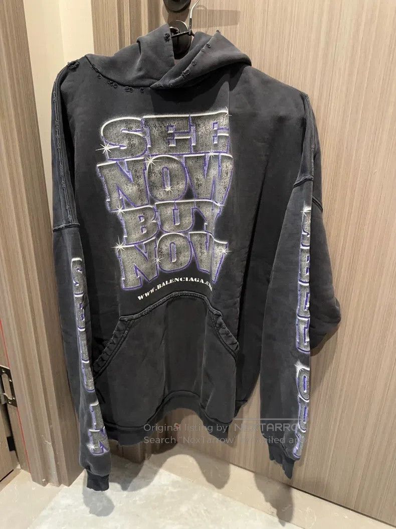 Balenciaga Balenciaga Letter Logo Printed Hooded Long Sleeve Sweater Size US M / EU 48-50 / 2 - 1 Thumbnail