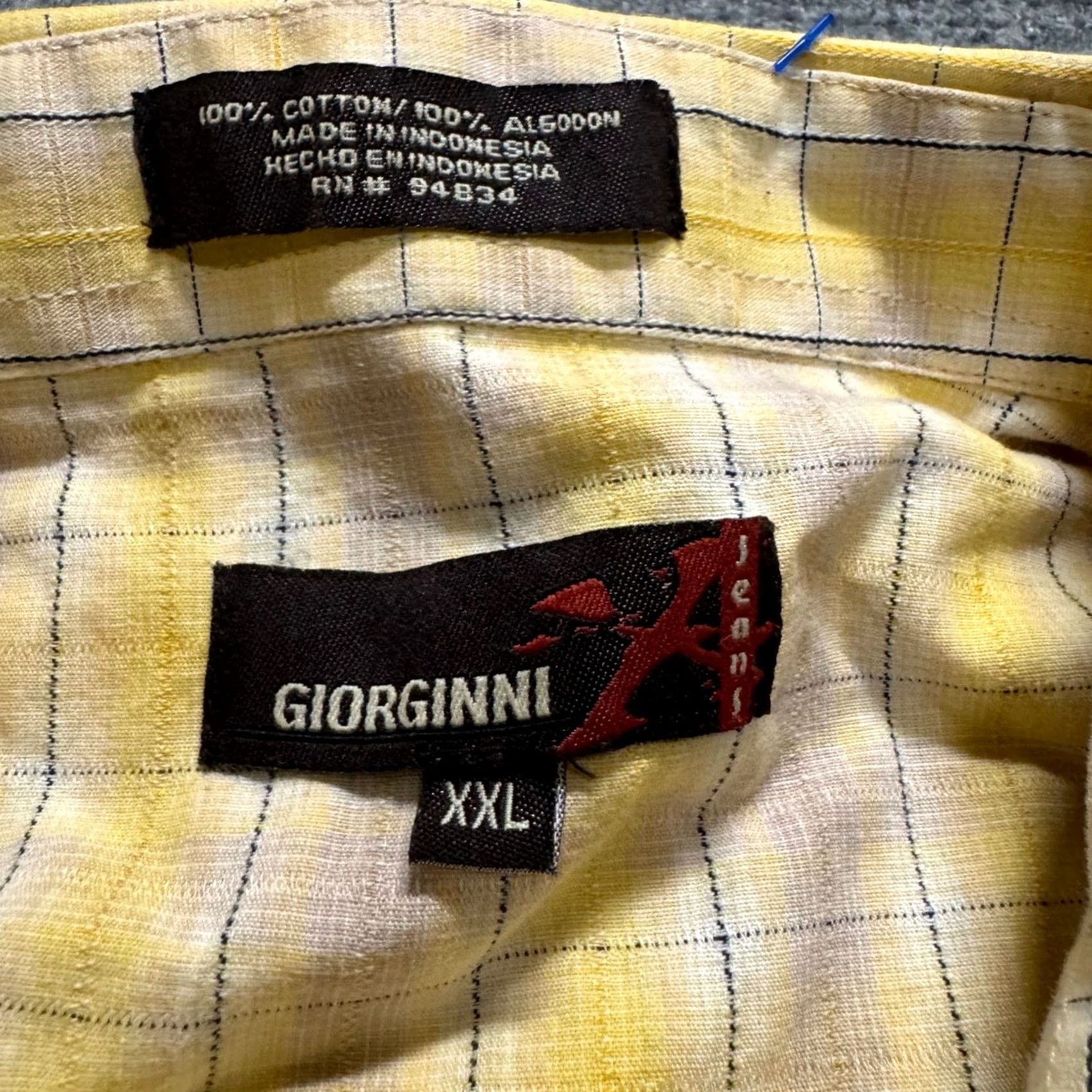 Vintage VINTAGE Giorginni Jeans Flannel Button Up Shirt XL Men's Yellow Striped Y2K Western Regular Size US XL / EU 56 / 4 - 6 Thumbnail