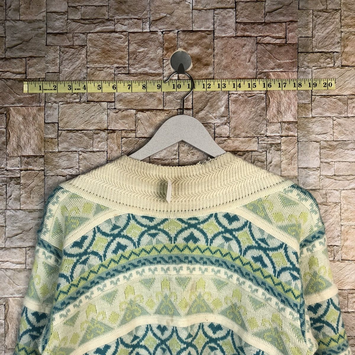 Homespun Knitwear × OVER THE STRiPES Italian designer vintage Stripe art Green Knitwear #A1047 Size S / US 4 / IT 40 - 4 Thumbnail