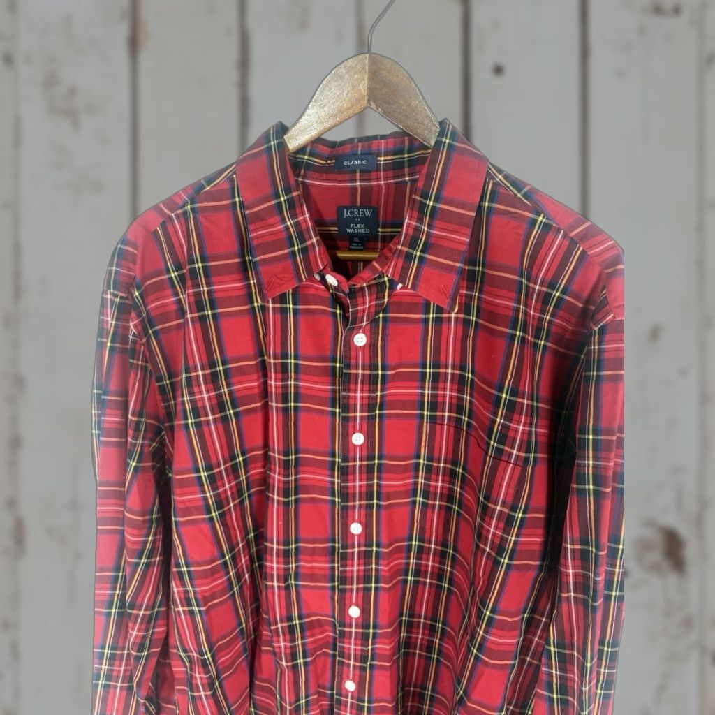 J.Crew J.CREW Button-Up Shirt Men XL Plaid Multi Color One Pocket Button-Down Crew Flex Washed Cotton Spandex Size US XL / EU 56 / 4 - 1 Thumbnail