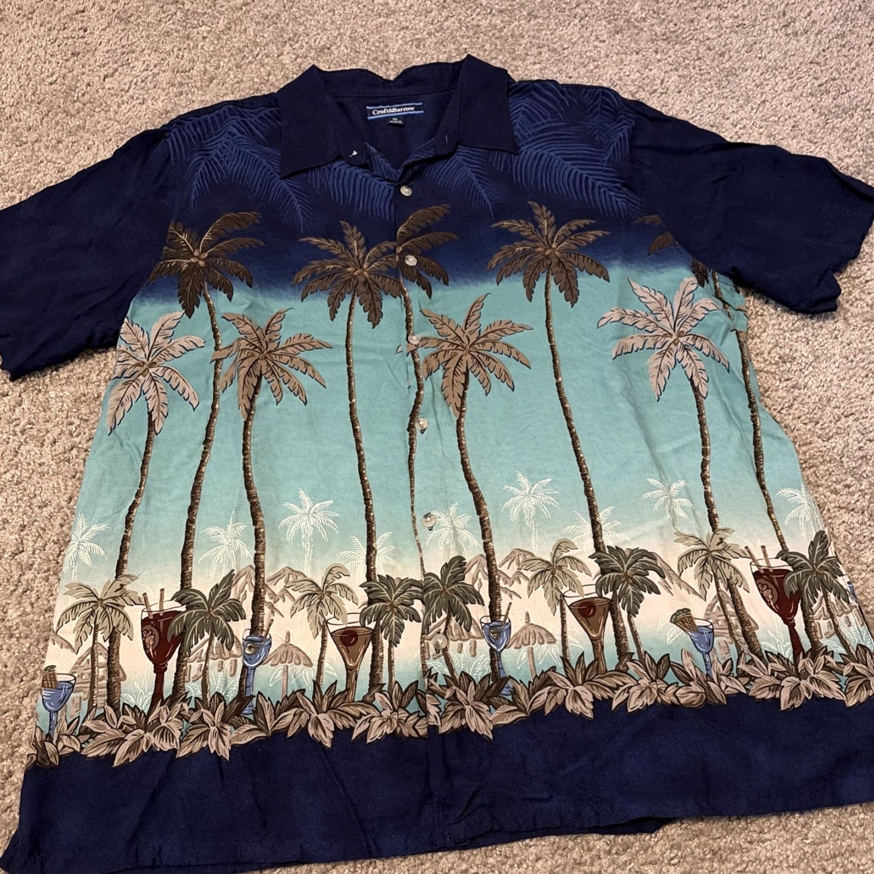 Croft & Barrow VINTAGE Croft & Barrow Men’s Hawaiian Button-Up Shirt XL Blue 100% Rayon Short Sleeve Mens Size US XL / EU 56 / 4 - 4 Thumbnail