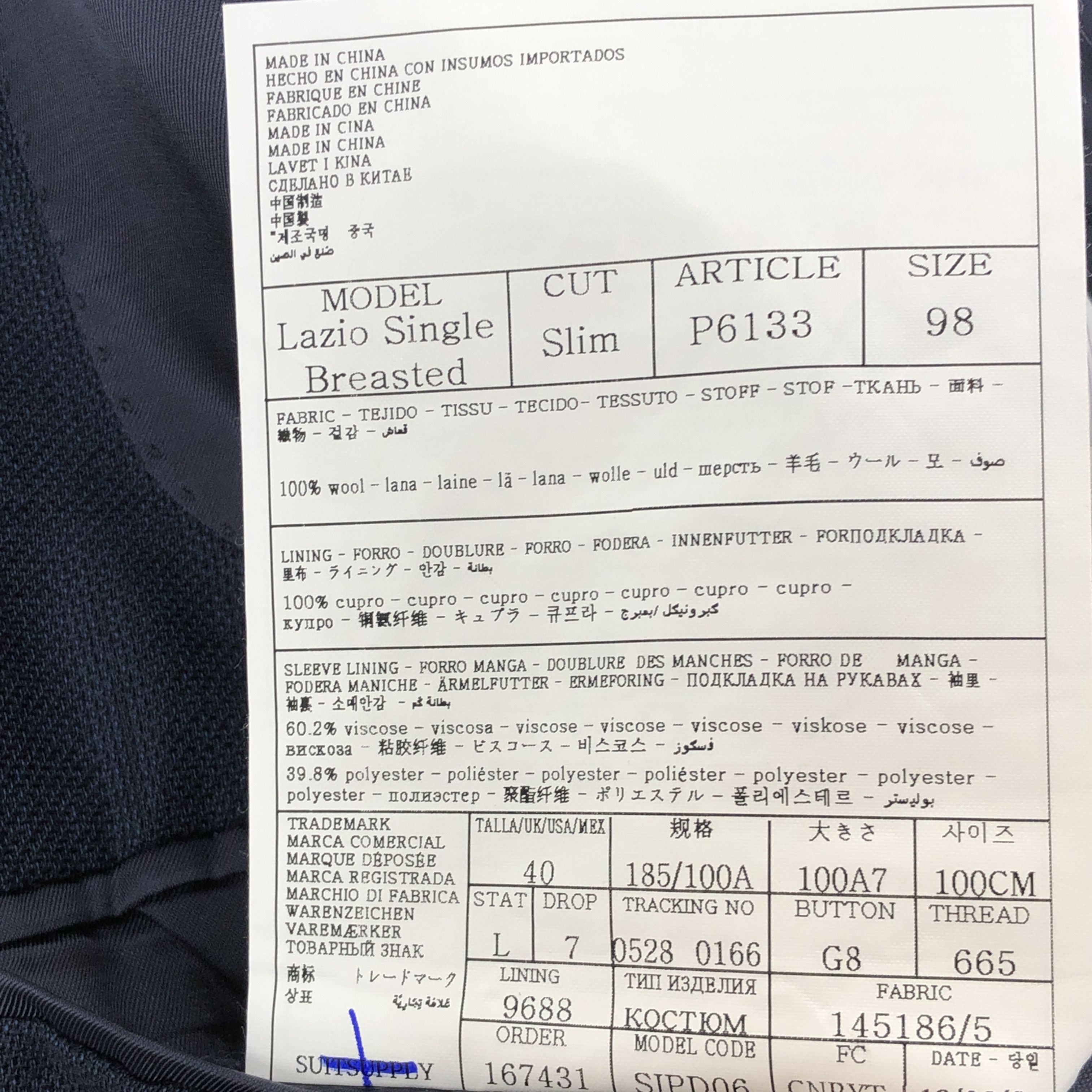 Suitsupply Lazio Single Breasted Wool Blazer Size EU:98; UK:40; US:40S Size 40S - 9 Thumbnail