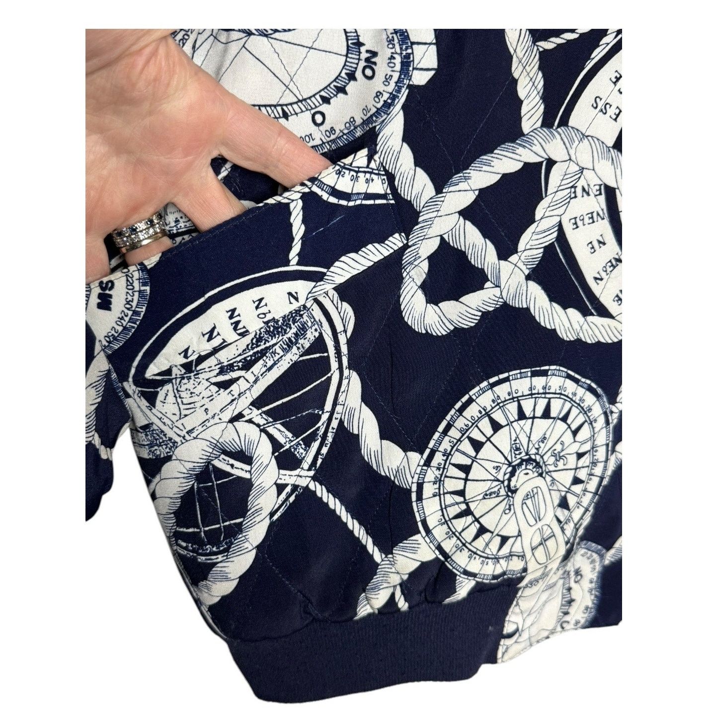 Vintage Vtg Liz Moody nautical silk quilt jacket navy white large Size L / US 10 / IT 46 - 8 Thumbnail