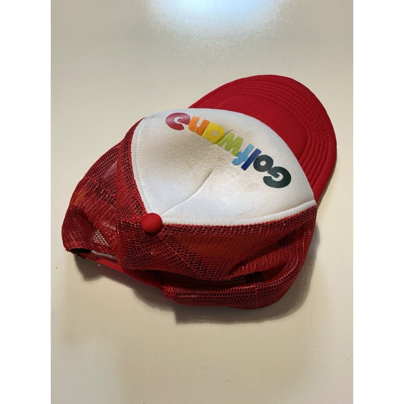 Golf Wang VINTAGE Golf Wang Tyler The Creator Script Logo Graphic Snapback Red Trucker Cap Hat Size ONE SIZE - 6 Thumbnail