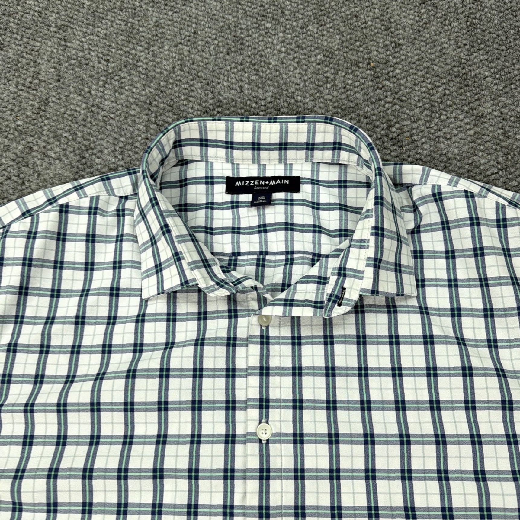 Mizzen+Main Mizzen+Main Leeward Shirt Mens 2XL White Blue Green Plaid Stretch Fit Casual Dress Shirt Size US XXL / EU 58 / 5 - 2 Thumbnail