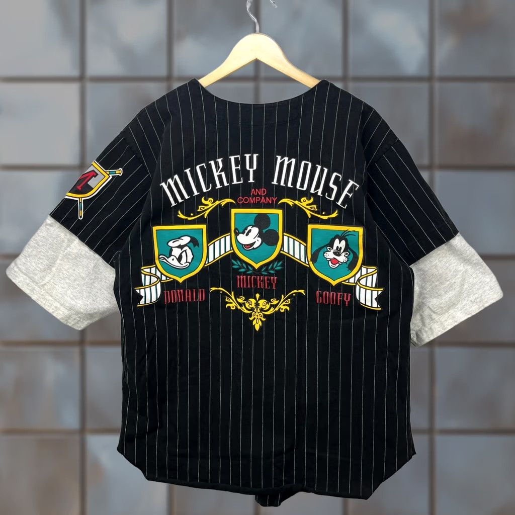 Disney VINTAGE Mickey Mouse Disney Baseball Jersey T-Shirt Large L Men Black 90s Pinstripe Disney Mens Size US L / EU 52-54 / 3 - 1 Thumbnail