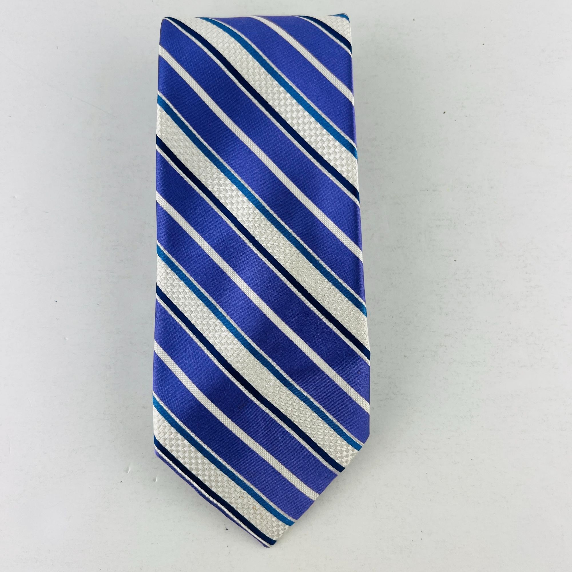 Croft & Barrow Croft & Barrow Stripes Necktie Tie Purple White Blue 100% Si Size ONE SIZE - 2 Thumbnail