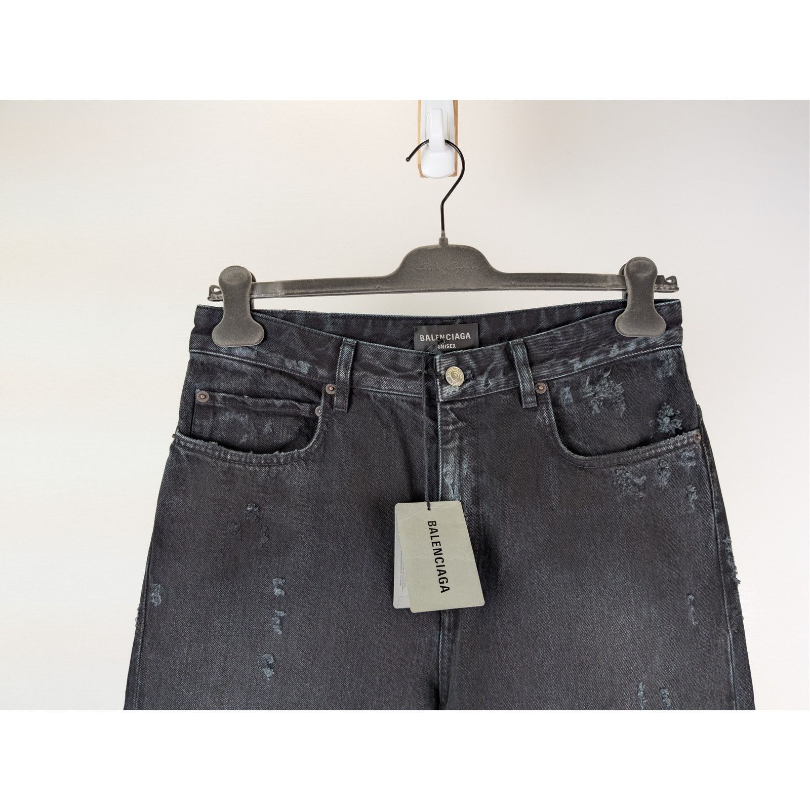 Balenciaga o1rshd1 Organic Japanese Ripped Medium Fit Pant Jean Black Size US 32 / EU 48 - 2 Thumbnail