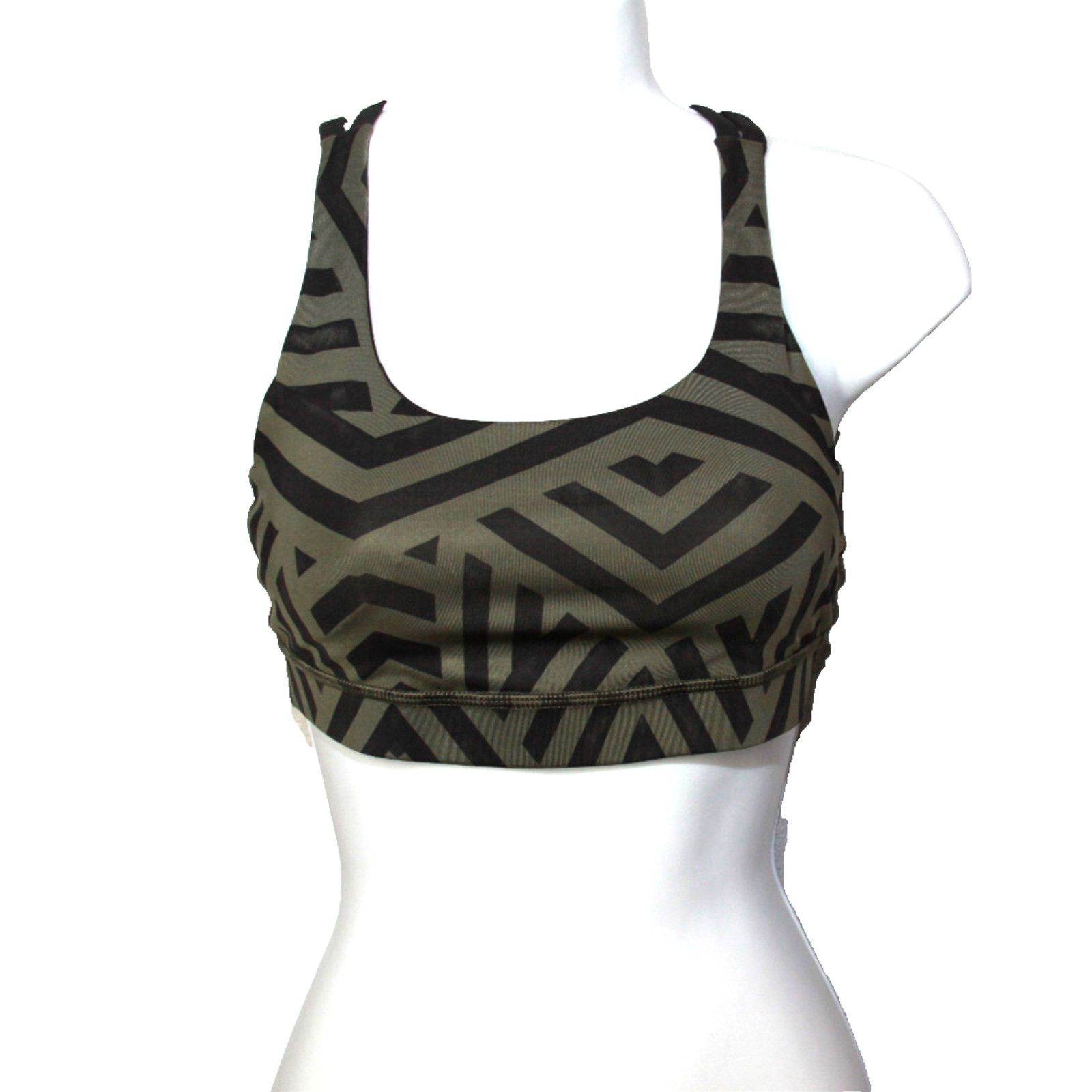 Lululemon Lululemon Energy Bra Chevron Shuffle Fatigue Green Blk 4 $48 Size S / US 4 / IT 40 - 3 Thumbnail
