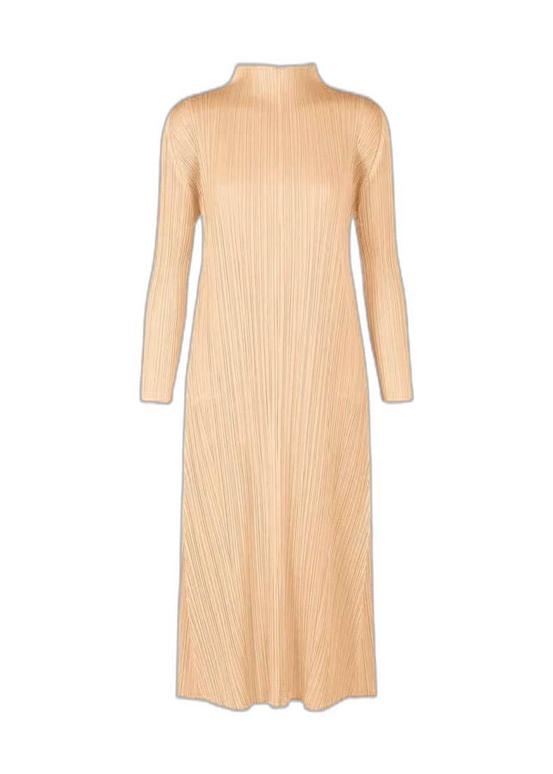 Issey Miyake Beige Dress with Pleated Design-yf Size 22" - 1 Thumbnail