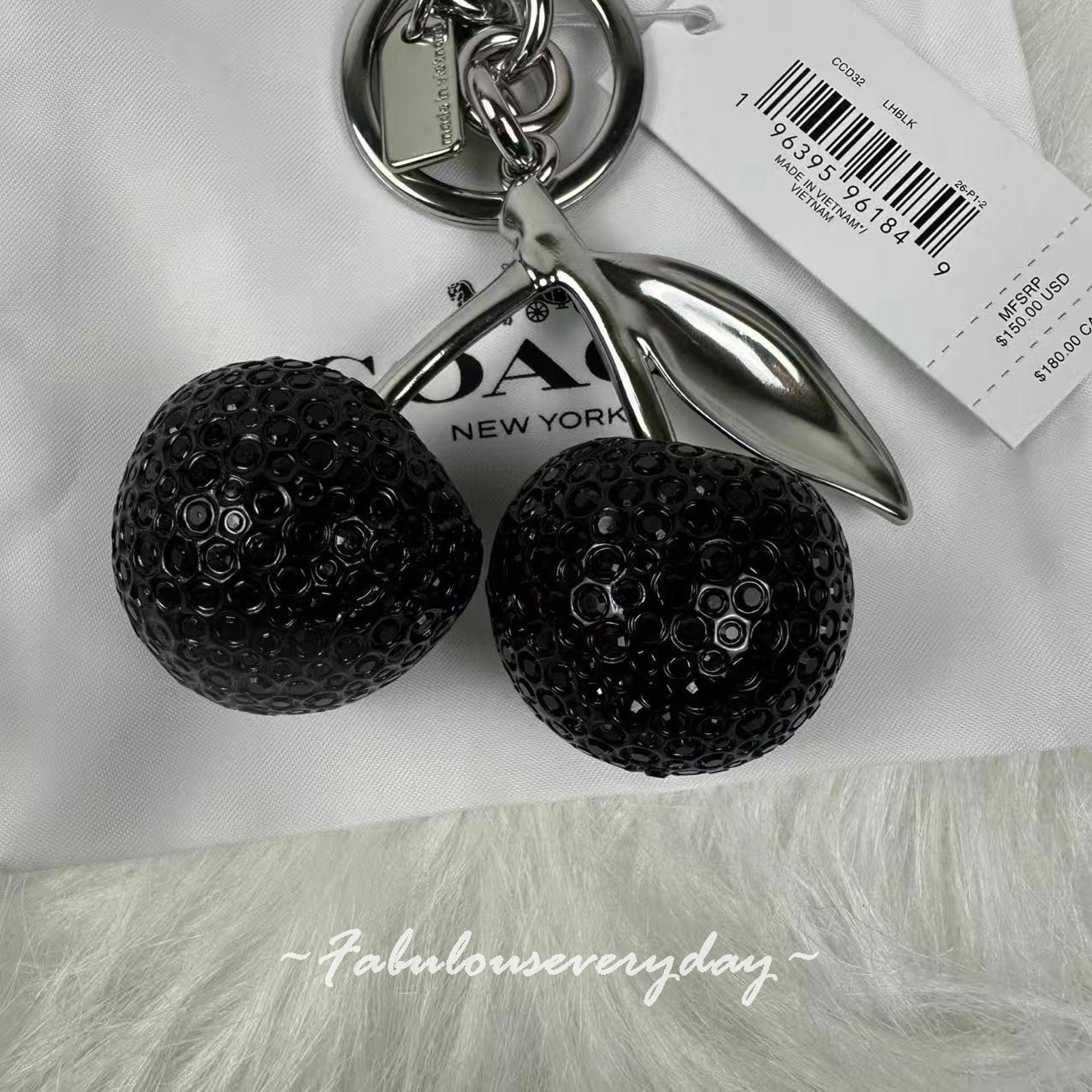 Coach Coach Crystal Cherry Bag Charm Keychain Fob Silver / Black Size ONE SIZE - 4 Thumbnail