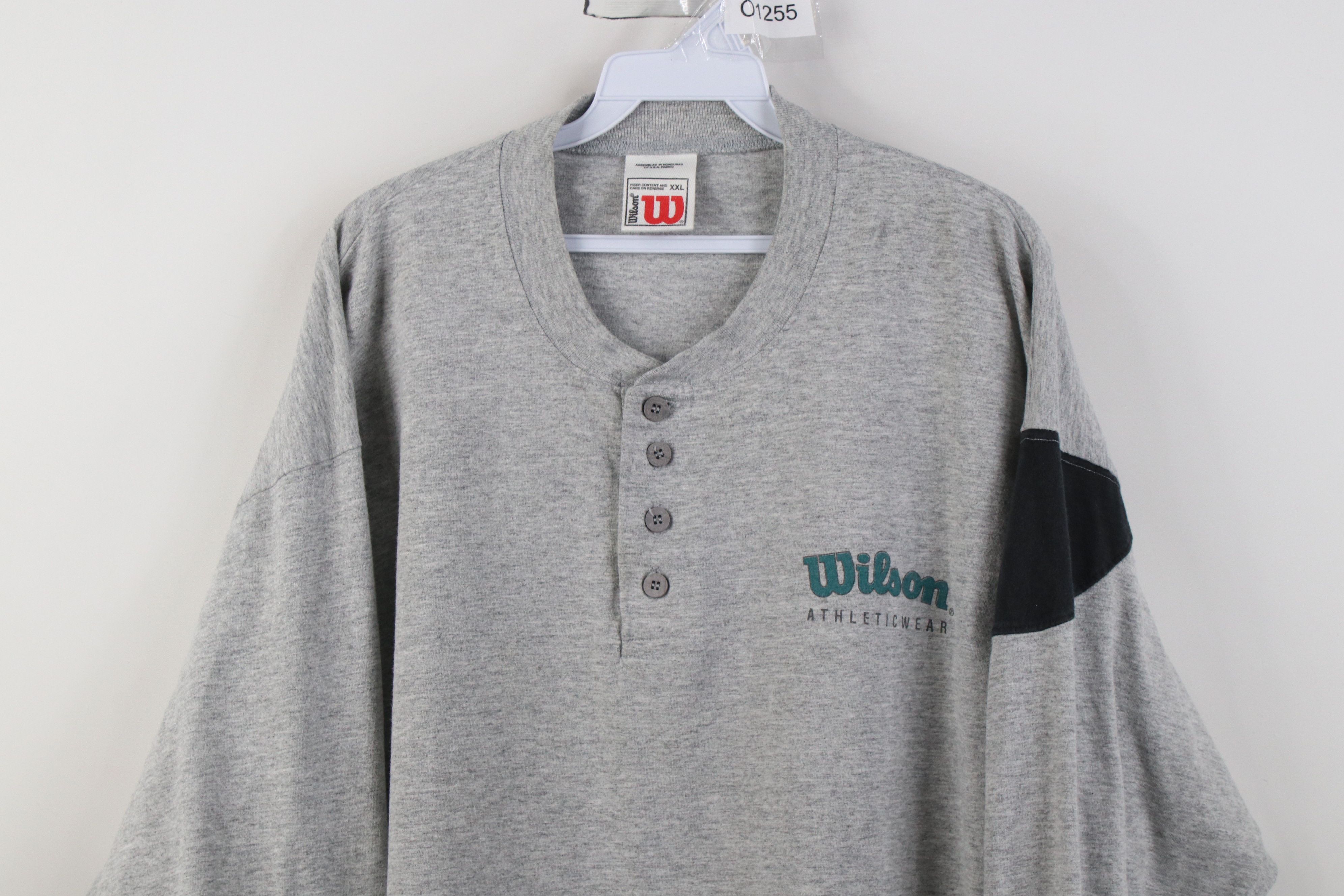 Wilson Vintage 90s Wilson Long Sleeve Henley T-Shirt Heather Gray Size US XXL / EU 58 / 5 - 2 Thumbnail
