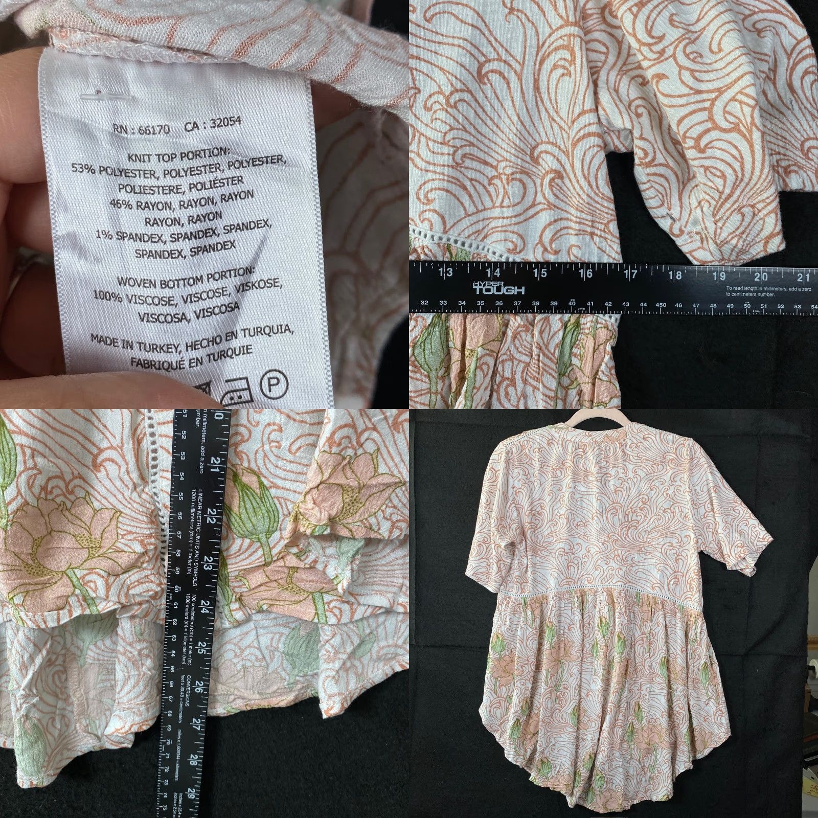 Anthropologie Anthropologie Akemi + Kin Womens Blouse White Multi Paisley Button Down XS Short Sleeve Balloon V-Neck Tunic Casual Workwear Party/Cocktail Size XS / US 0-2 / IT 36-38 - 8 Thumbnail