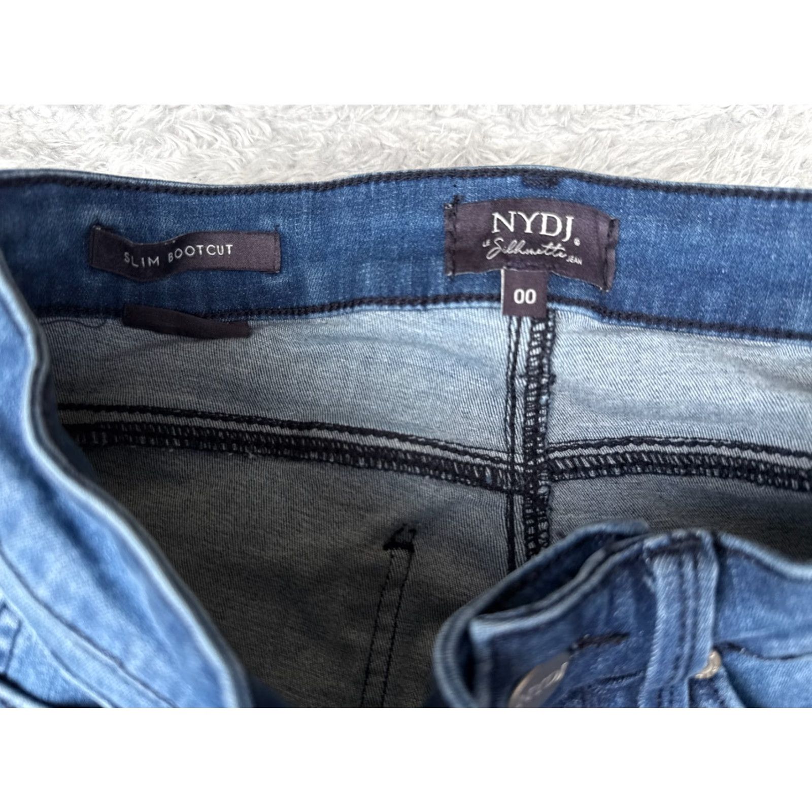 NYDJ VINTAGE NYDJ Jeans Womens 00 Bootcut Denim Slim Fit Mid Rise Cotton Blend 25x31 Blue Casual Size 24" / US 00 / IT 34 - 6 Thumbnail