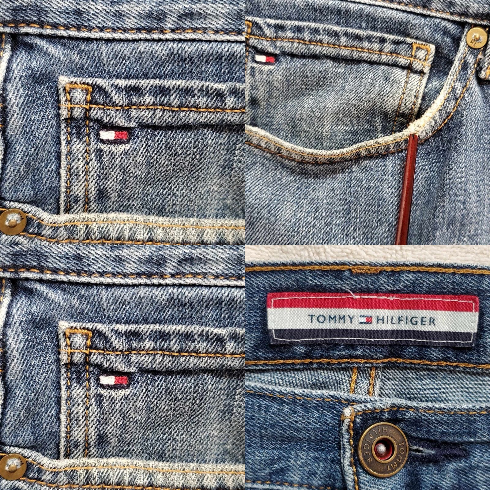 Tommy Hilfiger VINTAGE Tommy Hilfiger Jeans Mens 36x28 Hip Hop Streetwear Blue Straight Denim Size US 36 / EU 52 - 8 Thumbnail