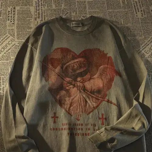 Japanese Brand T-shirt Love Cupid American loose couples all-match trend Size US L / EU 52-54 / 3 - 1 Thumbnail
