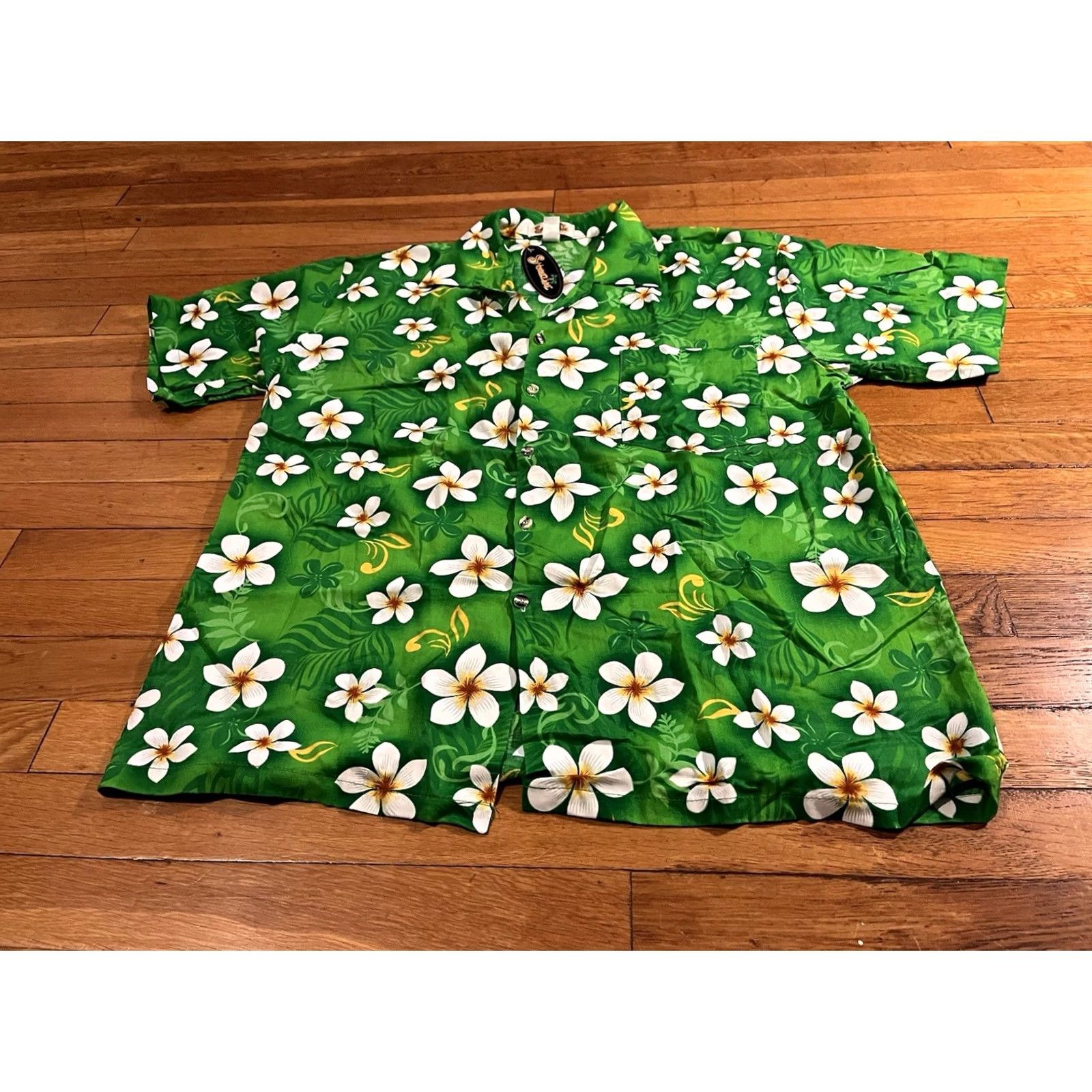 Vintage Shoreline Men’s Large Green White Floral Hawaiian Shirt Button-Up Short Sleeve Beach Retro Size US L / EU 52-54 / 3 - 2 Thumbnail
