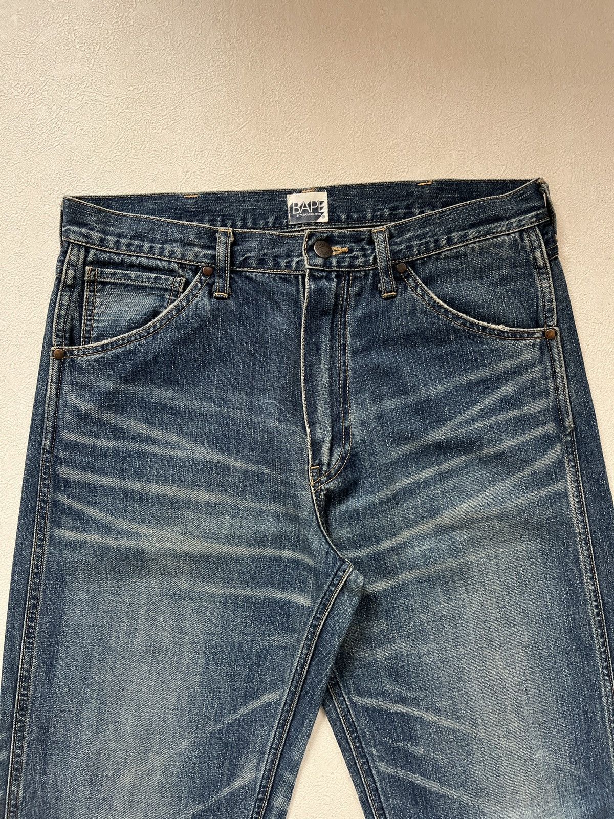 Bape 00’s Bape Ape Head Washed Denim Jeans Size US 32 / EU 48 - 12 Thumbnail