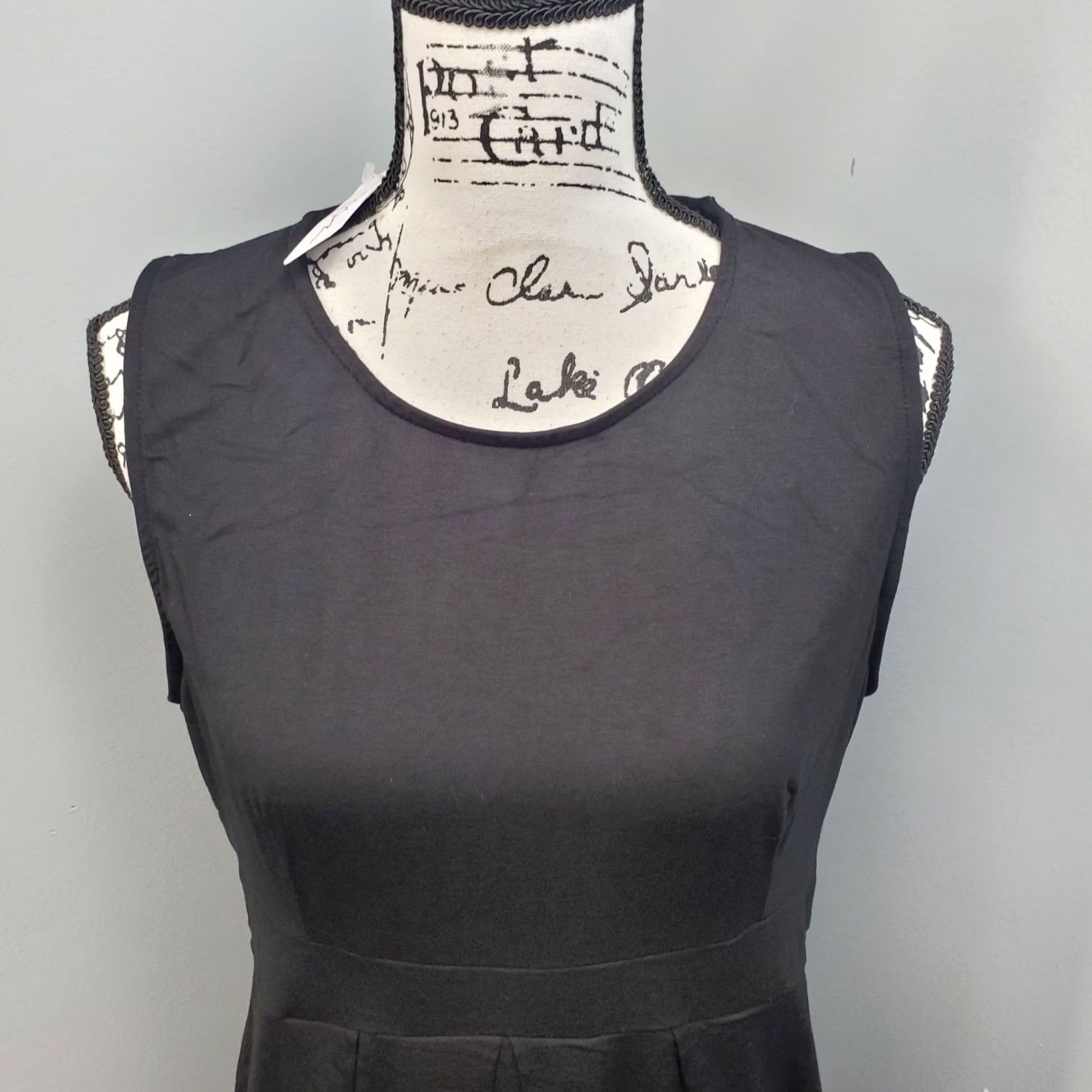 Vintage Hello Miz Midi Dress Womens Size L Black Empire Waist Pleated Sleeveless Size L / US 10 / IT 46 - 3 Thumbnail