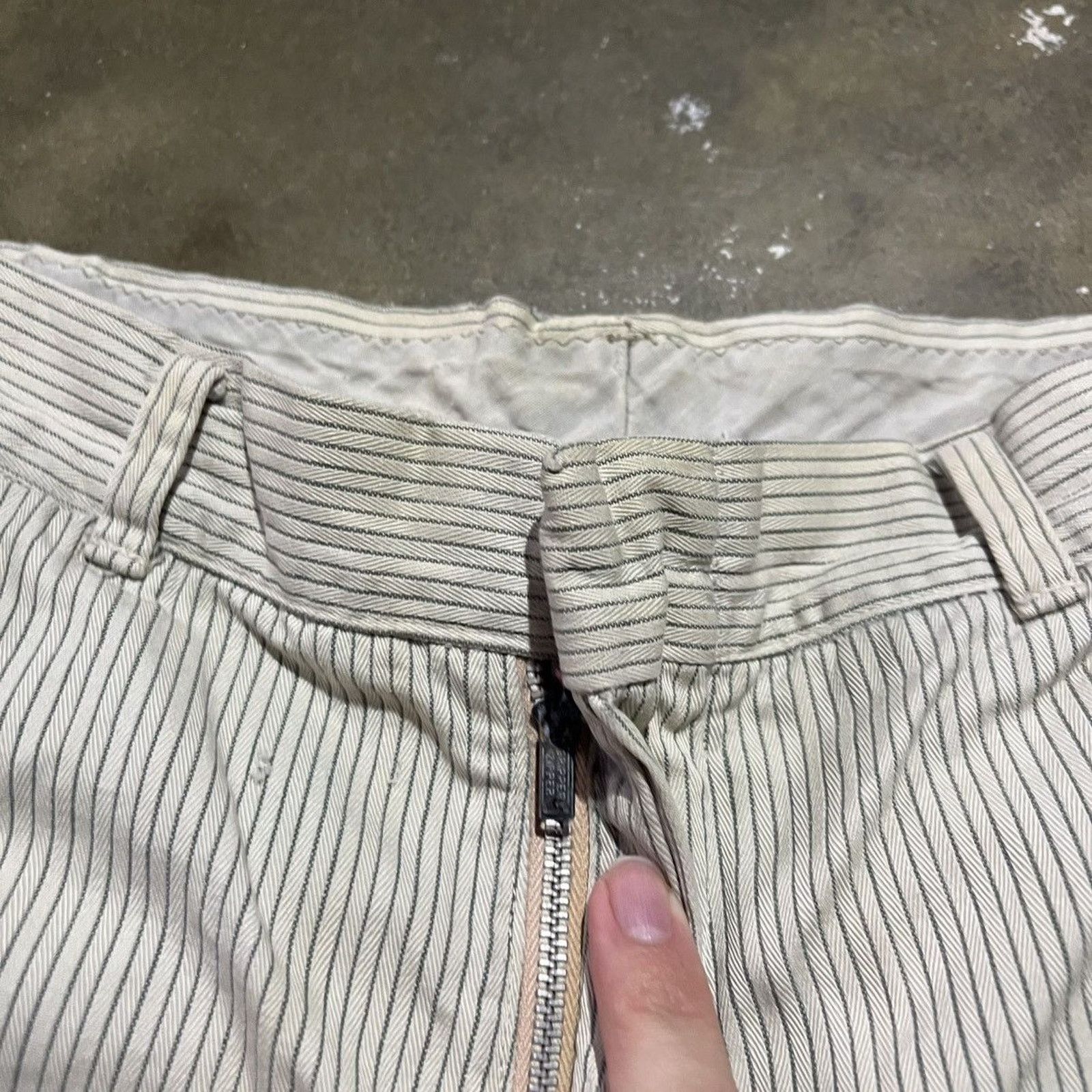 Vintage Vintage 50s White/Green Striped Side Clasp Pants 28x29 Size US 28 / EU 44 - 3 Thumbnail