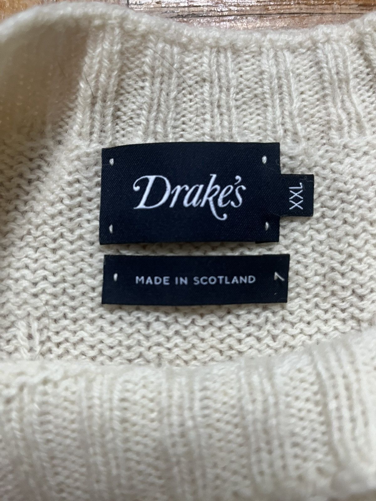 Drake's Shetland Wool Cable Sweater Size US XXL / EU 58 / 5 - 2 Thumbnail