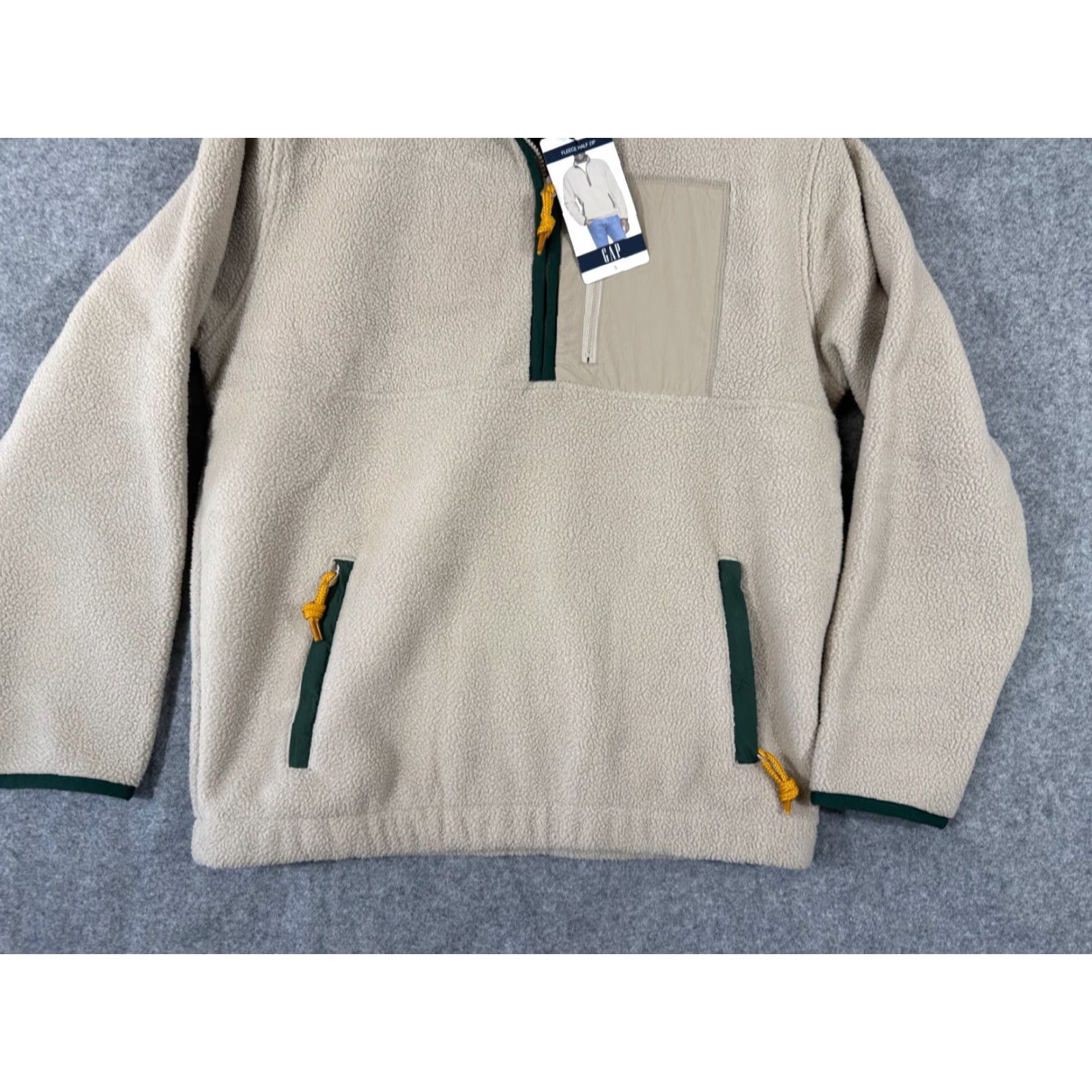 Gap Gap Fleece Jacket Mens S Beige Half-Zip Pullover Stand-Up Neck NWT Size US S / EU 44-46 / 1 - 4 Thumbnail