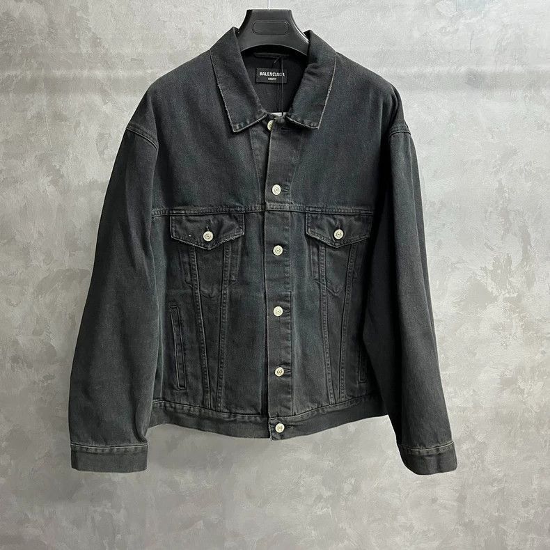 Balenciaga Black Graffiti Denim Jacket by Balenciaga-2506